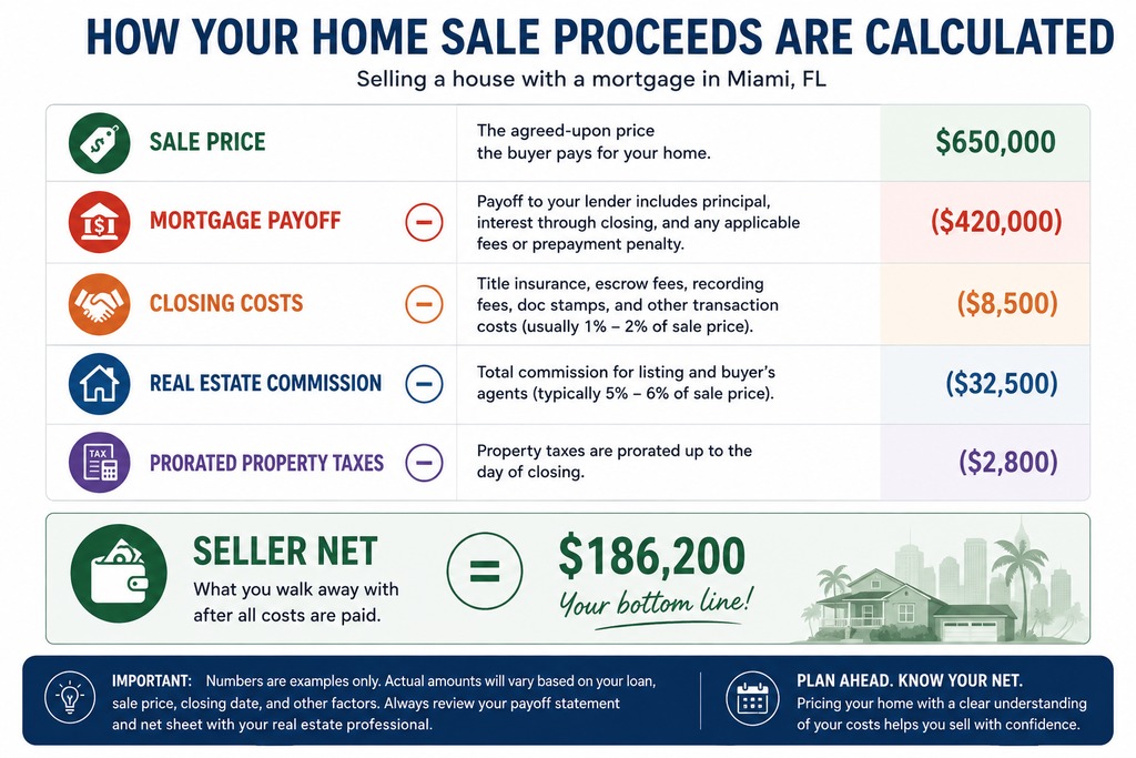 Selling a house with a mortgage net proceeds breakdown, Miami real estate, Labrada Realty