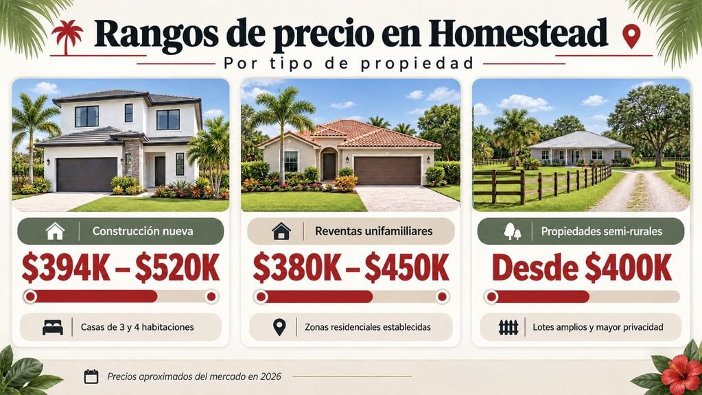 Rangos de precio de casas en venta homestead por tipo de propiedad | Labrada Realty