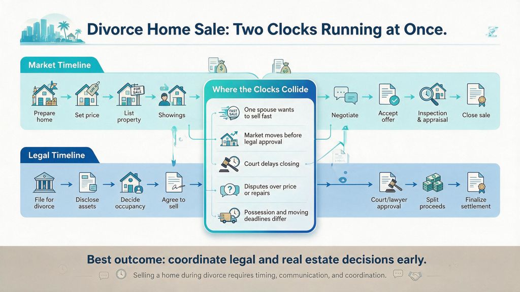 Selling house during divorce timeline chart, Miami real estate, Labrada Realty