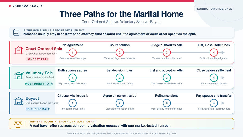 Selling home in divorce options chart, Miami real estate, Labrada Realty