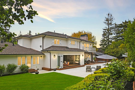 twilight exterior home house in hillsborough california