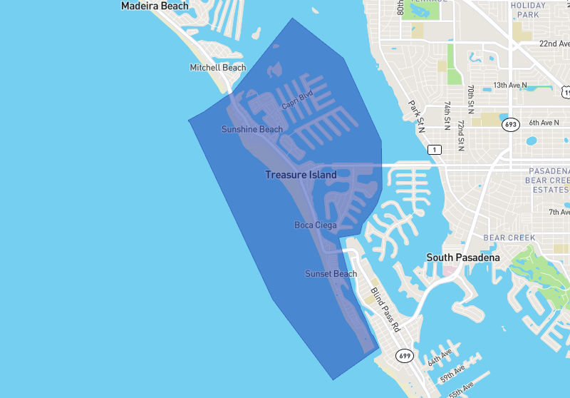 Treasure Island, Sunset Beach &amp; The Finger Islands
