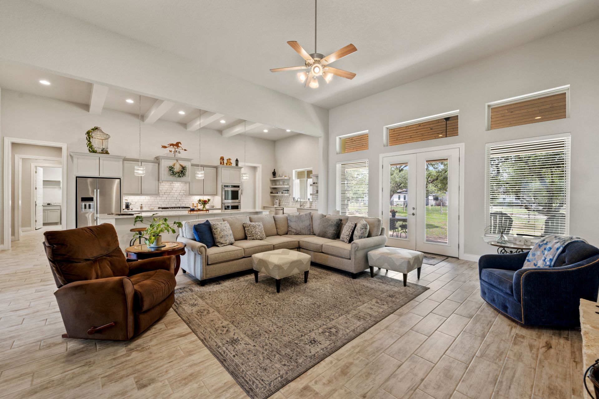 Dallas, Texas - May 27th 2023 a home living room with a stone fireplace