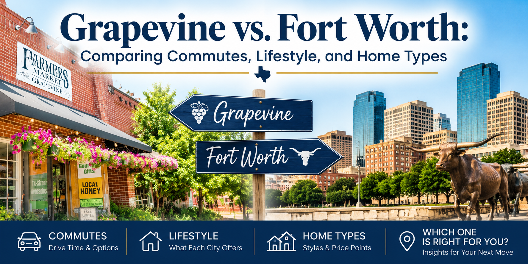 Grapevine vs. Fort Worth: Comparing Commutes, Lifestyle, and Home Types