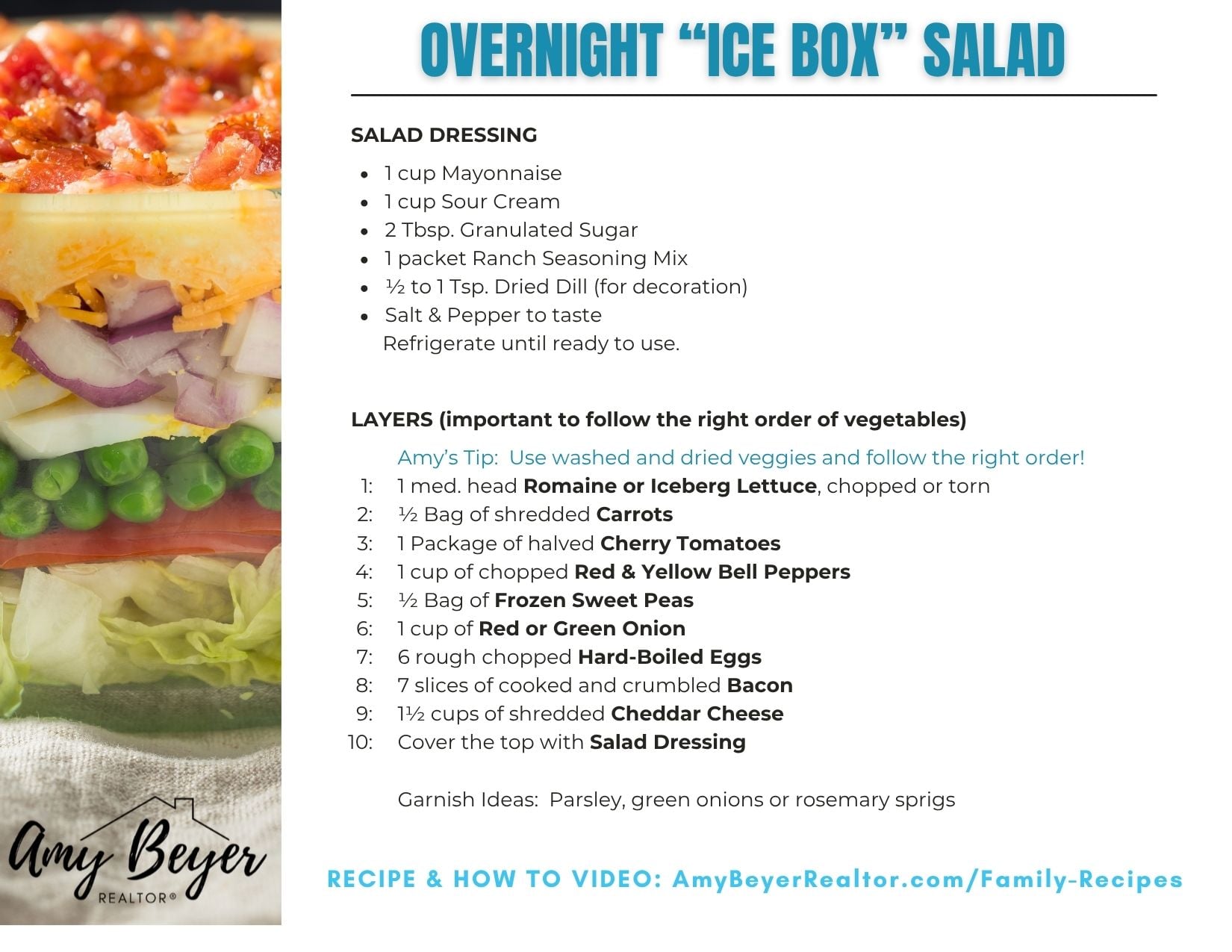 Ice Box Salad Recipe from Amy Beyer Realtor in Grapevine, TX