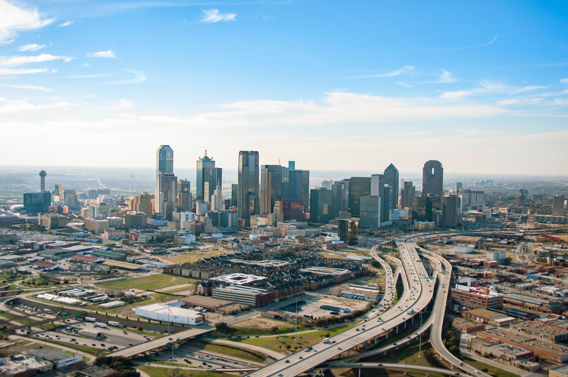Downtown Dallas Aerial Skyline - Photos taken via Helicopter in Dallas, Texas.