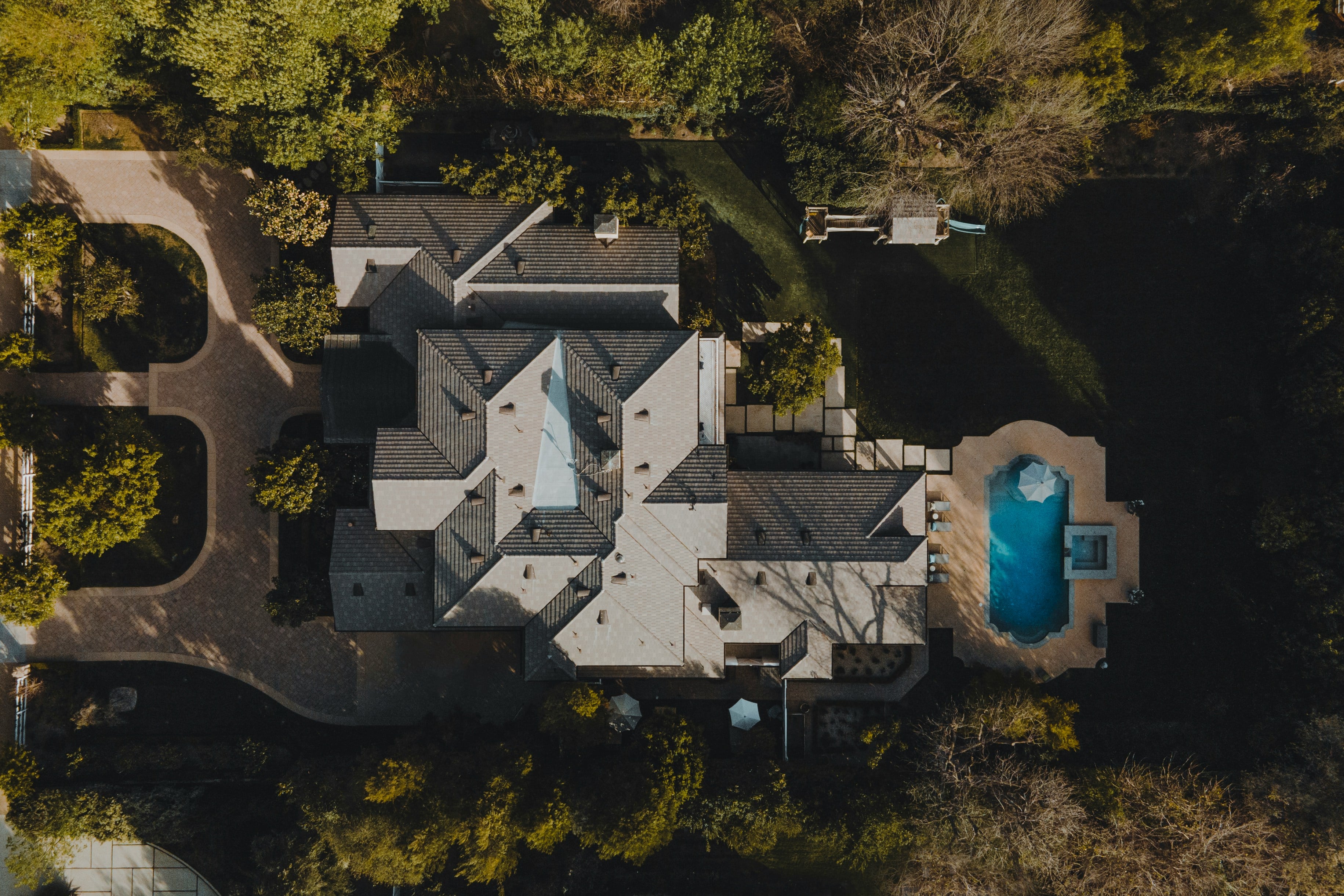Aerial view of luxurious California home