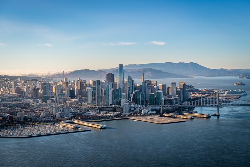 Aerial-shots-over-San-Francisco,-California