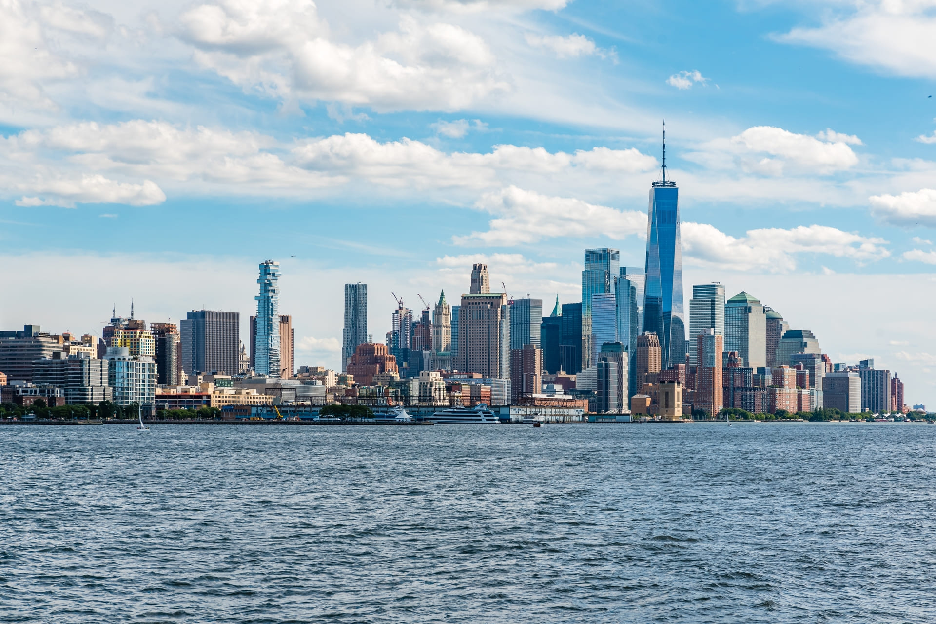 New York City cityscape from Hudson river, USA
