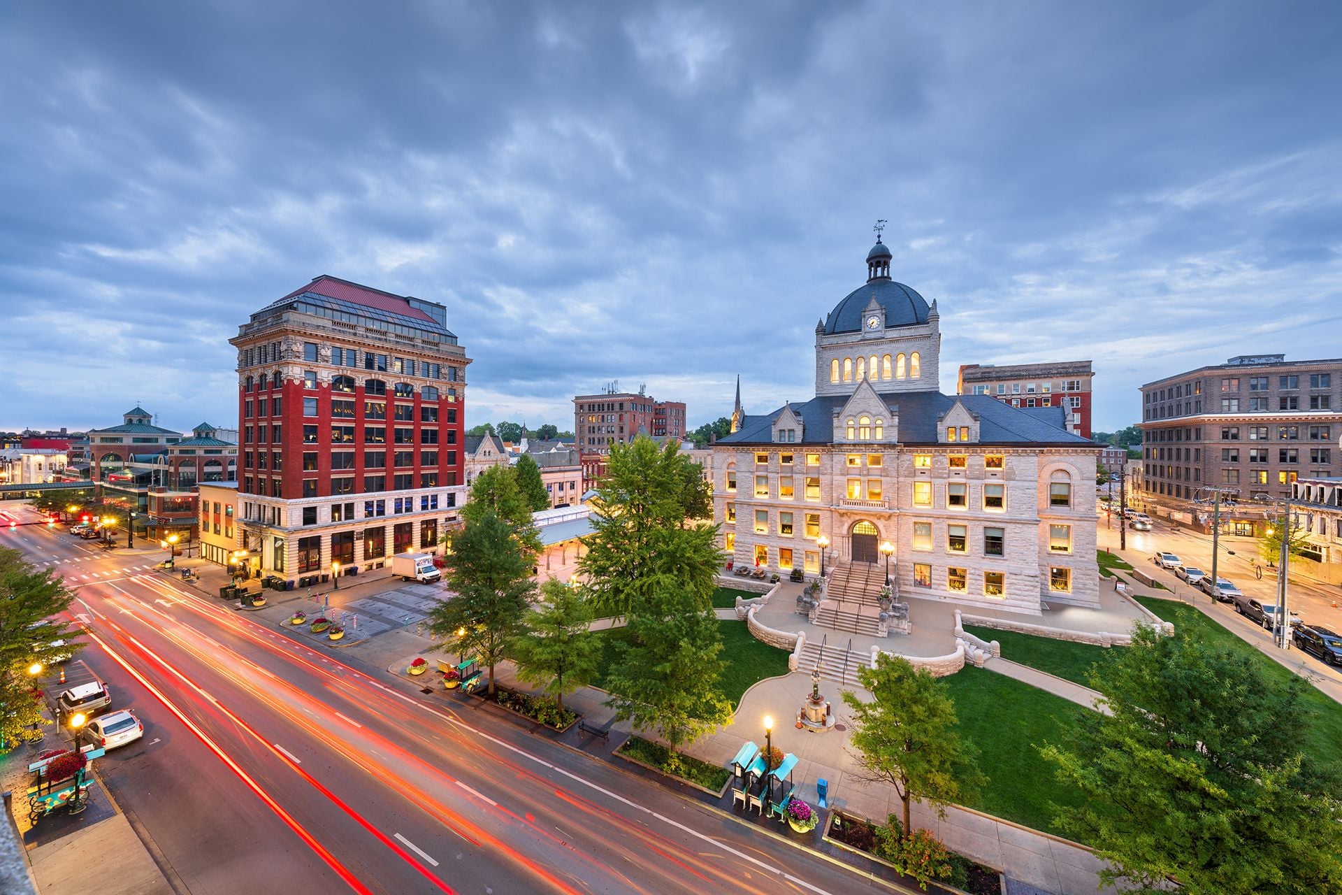 Lexington, Kentucky, USA historic downtown cityscape at blue hour. 1