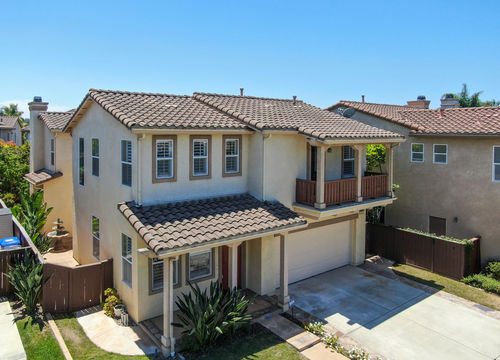 Aerial view of middle class residential villas next to each other