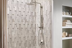 The GROHE Retro-Fit Shower System – which works with existing plumbing – allows homeowners to add the luxury of a drenching rainfall showerhead and convenient hand shower, without opening walls to change piping.