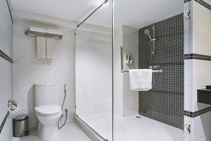 Concept of modern decoration design of bathroom for luxury hotel