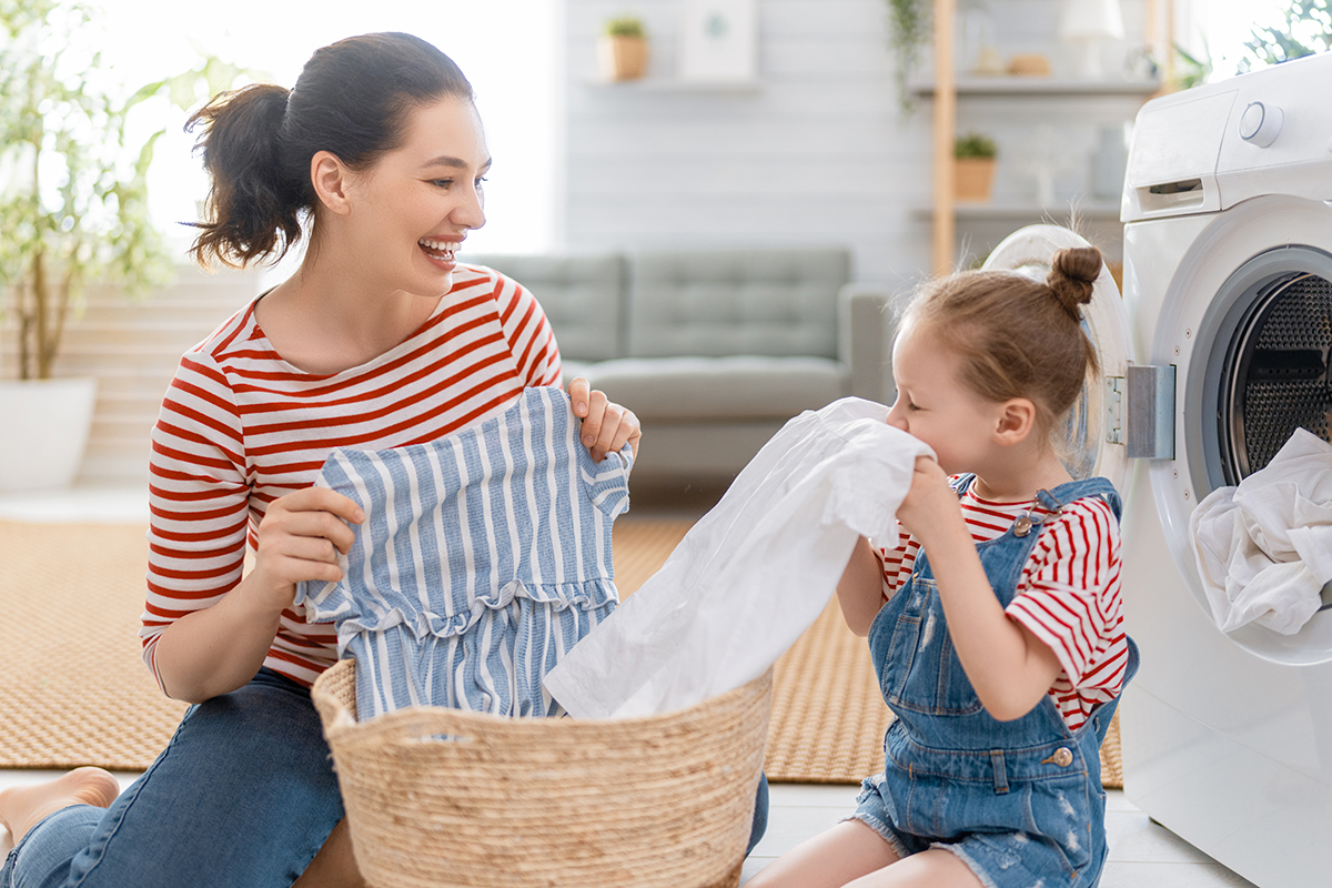 family doing laundry