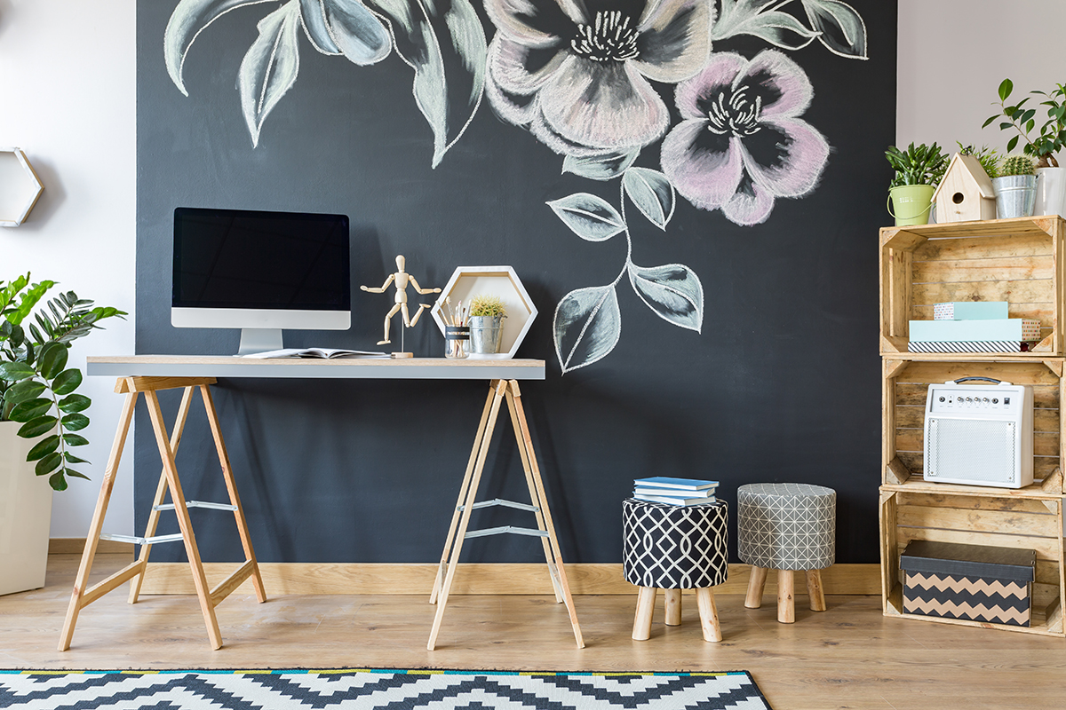 Home workspace with diy regale