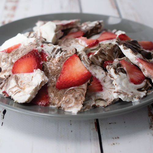 Chocolate and Strawberry Greek Yogurt Bark