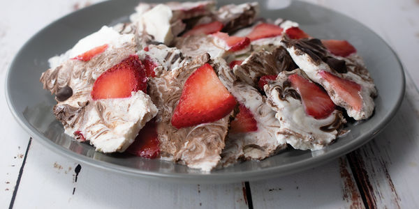 Chocolate and Strawberry Greek Yogurt Bark