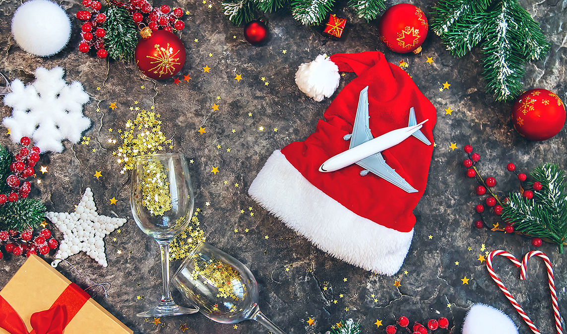 Beautiful christmas background. Travel concept. Selective focus.