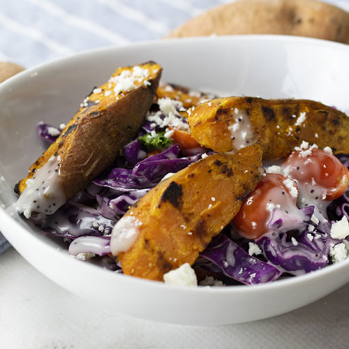 Sweet Potato Wedge & Purple Cabbage Salad
