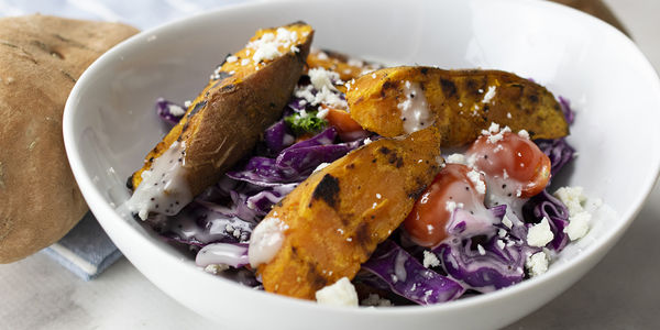 Sweet Potato Wedge &amp; Purple Cabbage Salad