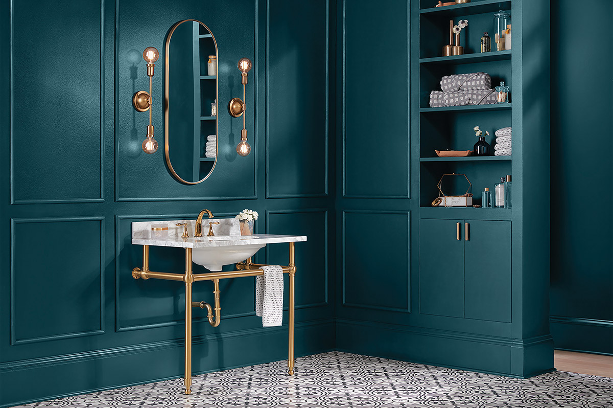 Valspar Color of the Year 2023, Everglade Deck 5011-3, Bathroom,
