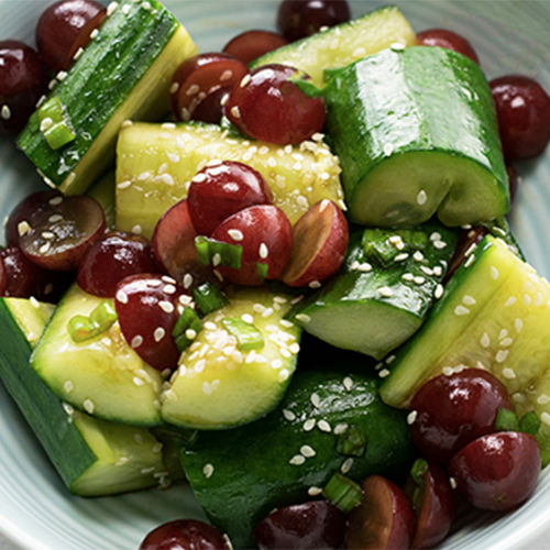 Smashed Cucumber and Grape Salad