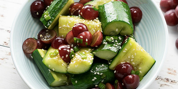 Smashed Cucumber and Grape Salad