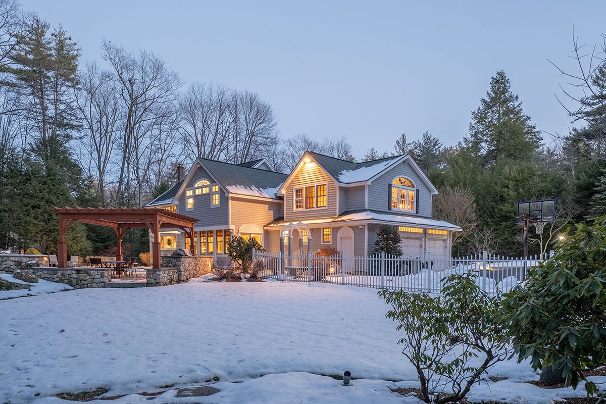 Beautiful modern house surrounded by nature in winter