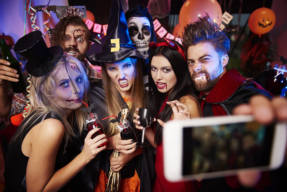Spooky friends posing on the selfie