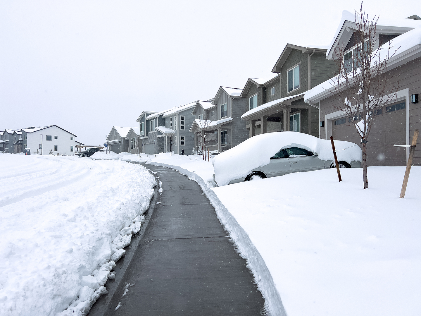 Freshly Shoveled Driveways After Winter Snowfall