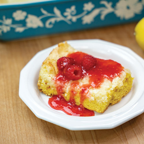Ooey Gooey Lemon Raspberry Cake