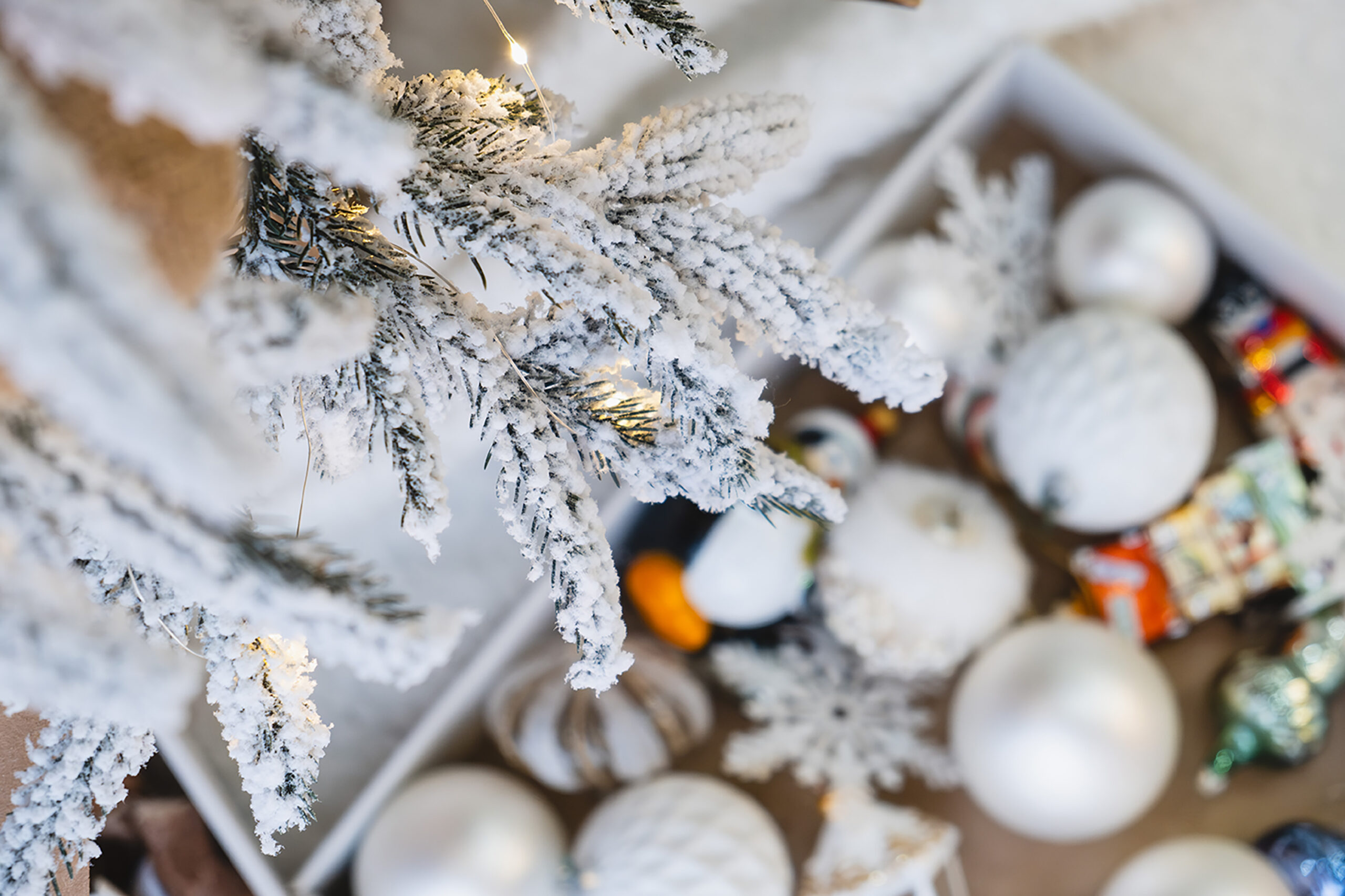 box with christmas tree toys