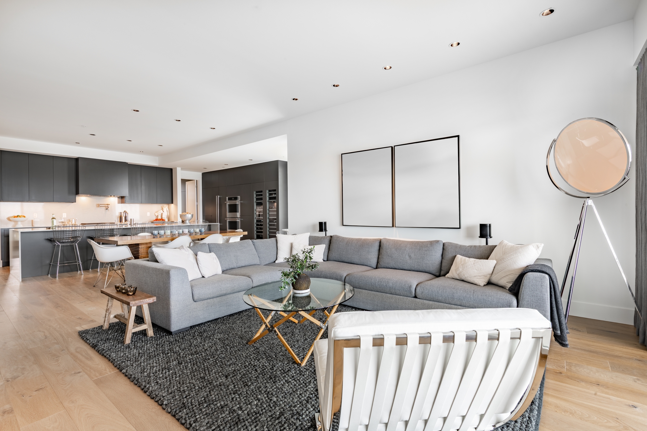 Masculine,Contemporary,Condo,Living,Room,With,Ocean,View,To,Pacific