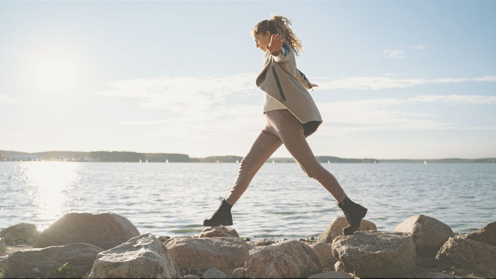 Person walking on the Tony Knowles Coastal Trail
