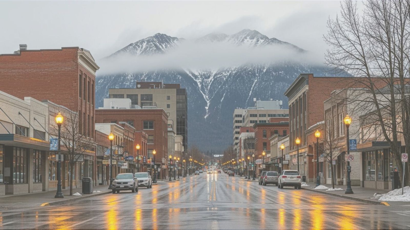 Residential walking street in Anchorage Alaska