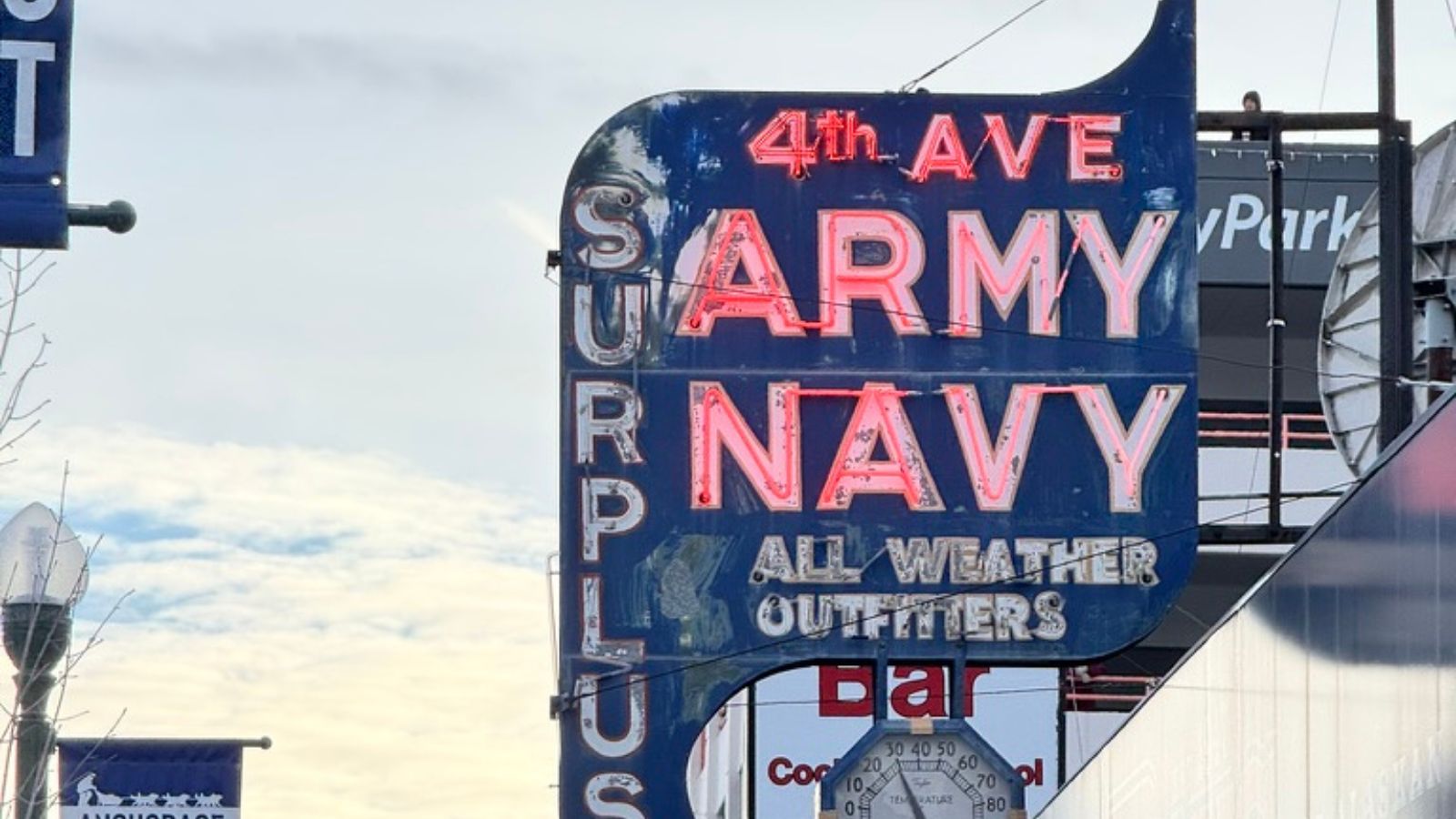 Historic 4th Avenue sign in downtown Anchorage, Alaska