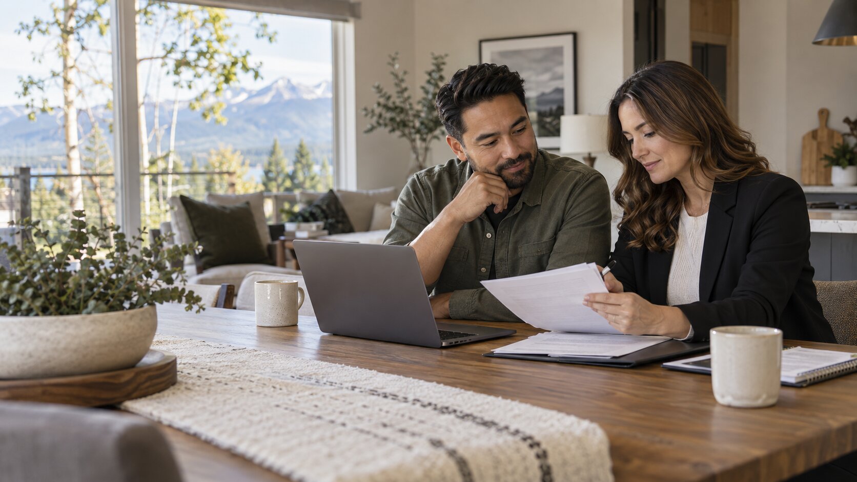 Anchorage home buyer reviewing a financed offer with a real estate agent