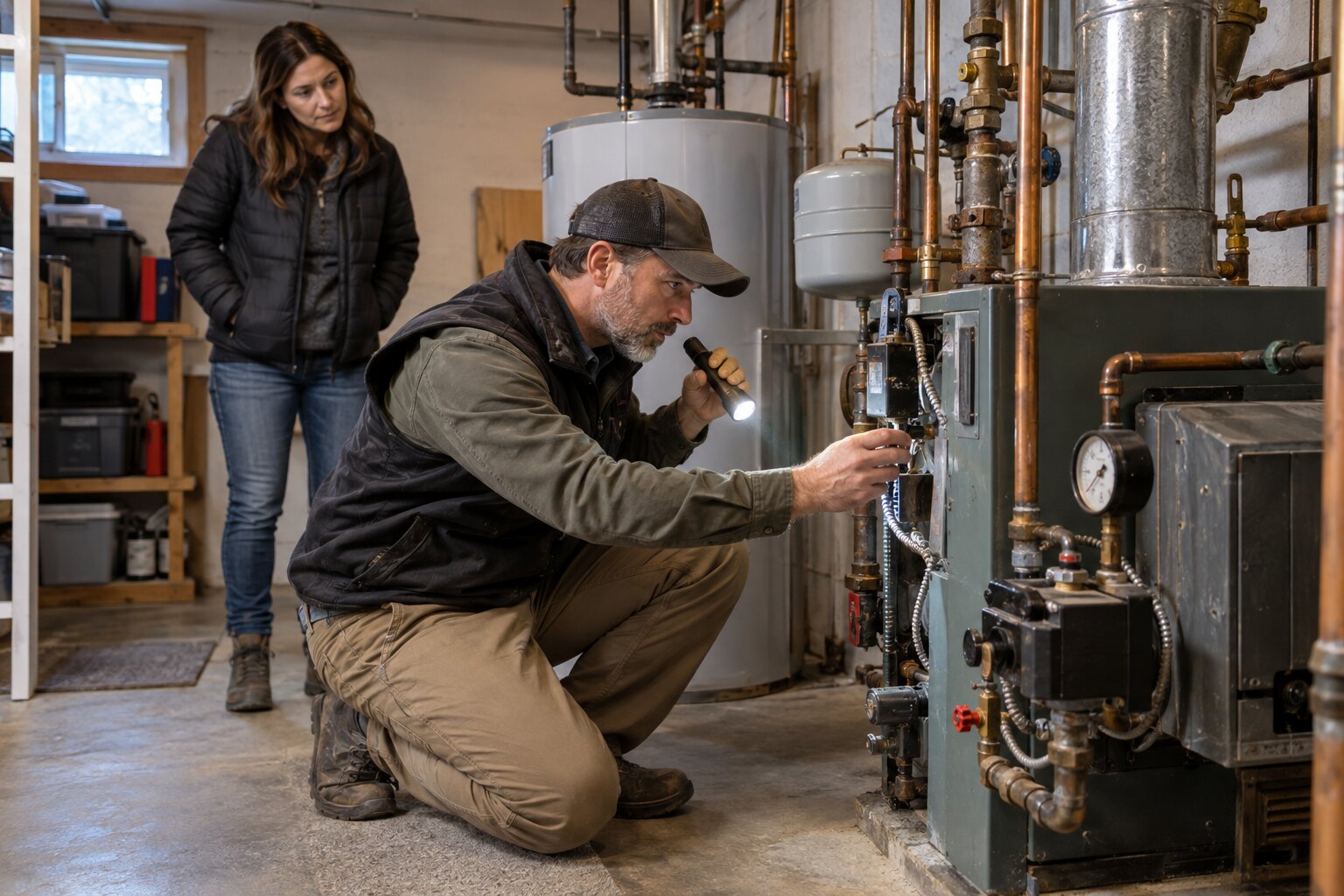 Inspector evaluating an Anchorage home before purchase