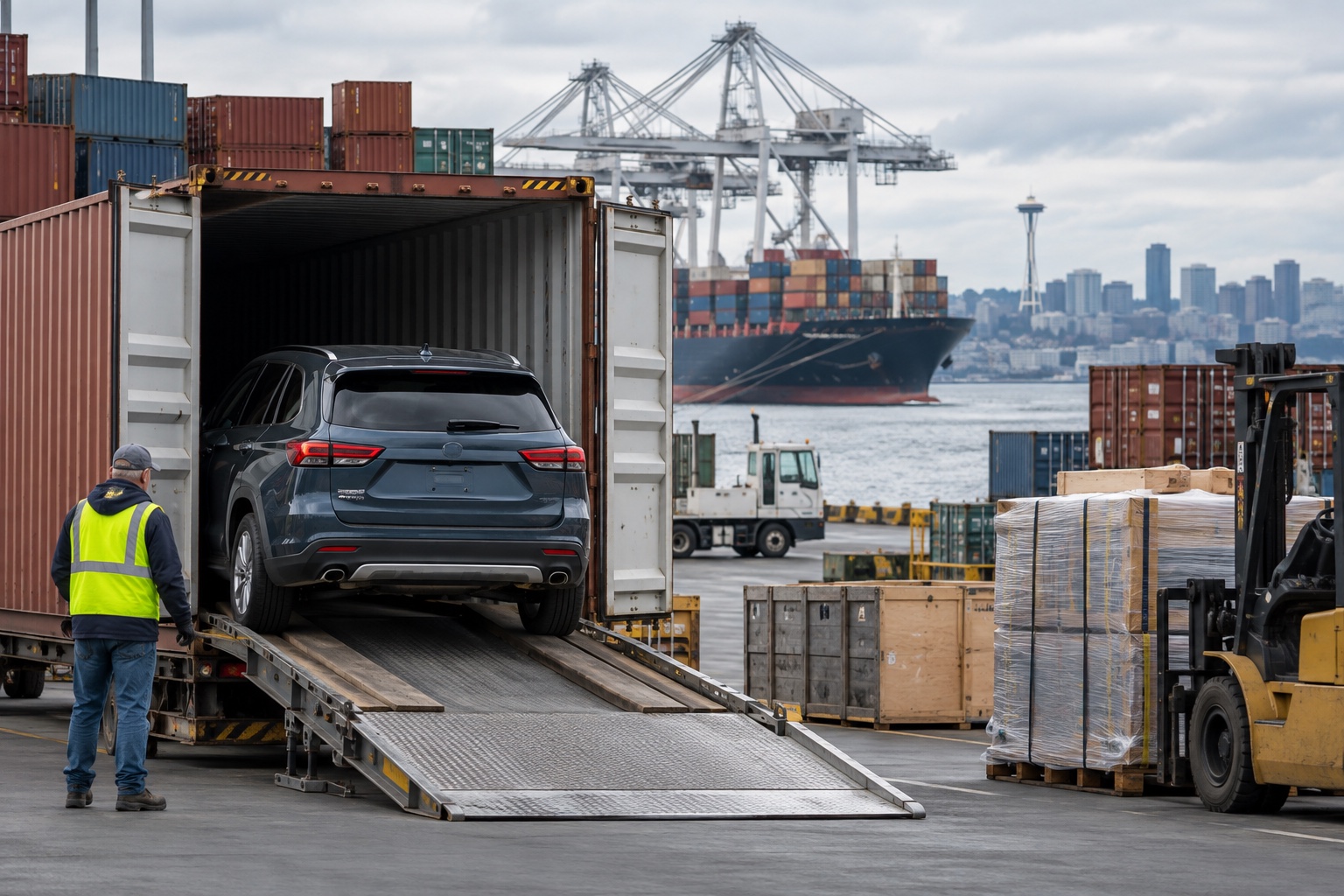 Freight and vehicle shipping connection between Seattle Tacoma and Anchorage