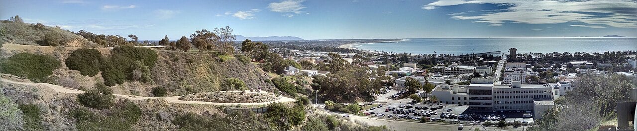 Ventura and the coastline seen from the hillside at Grant Park, Ventura, California