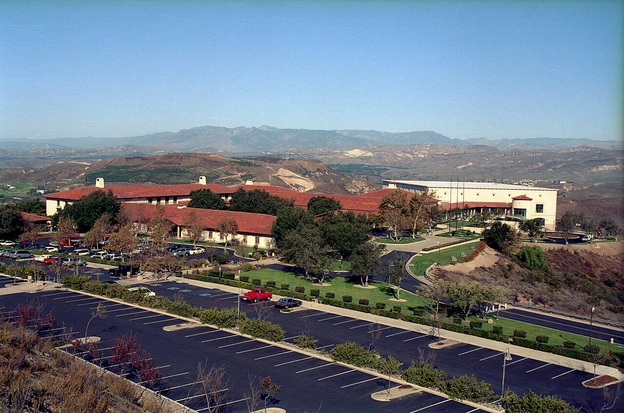 The Ronald Reagan Presidential Library on its hilltop in Simi Valley, California