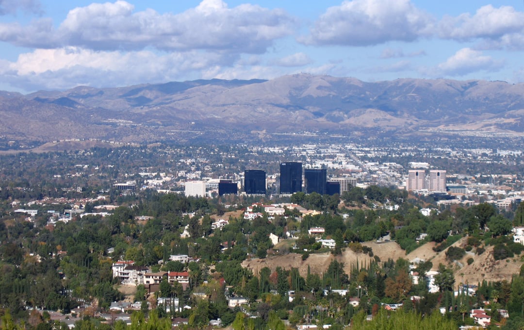 Hillside homes and vista in Woodland Hills, California