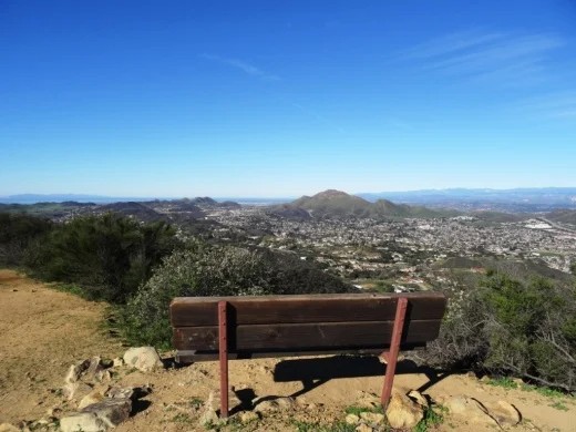 The bench at Angel Vista on the Los Robles Trail overlooking the Conejo Valley
