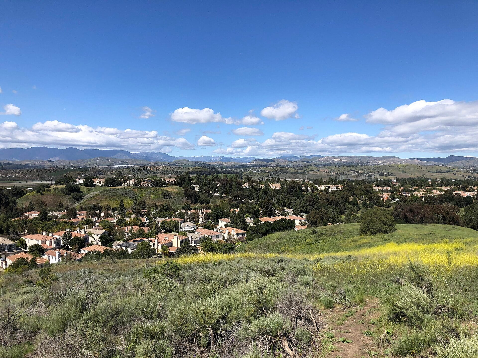 View across Moorpark, California, from the surrounding hills