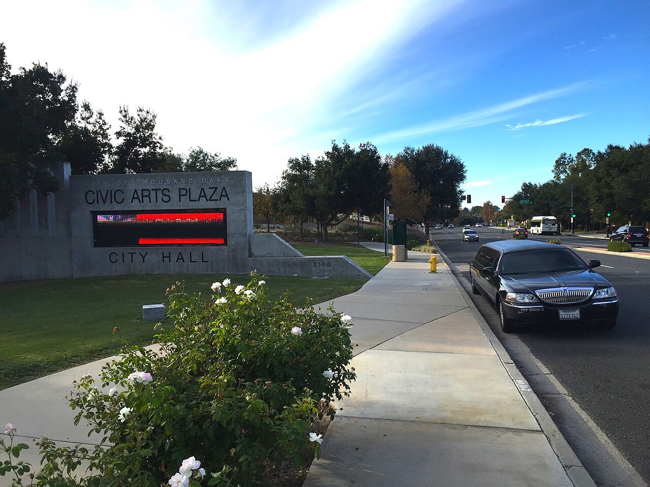 The Thousand Oaks Civic Arts Plaza marquee along Thousand Oaks Boulevard