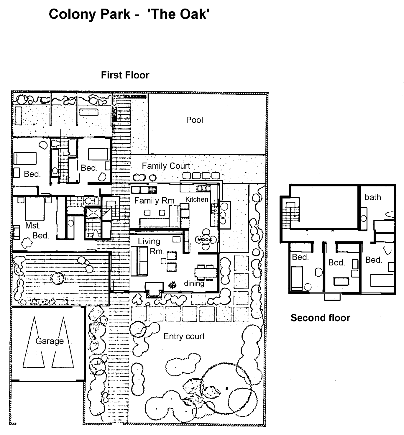 Colony Park Oak floor plan, First Neighborhood Westlake Village: two-story, 5-6 bedrooms, family room