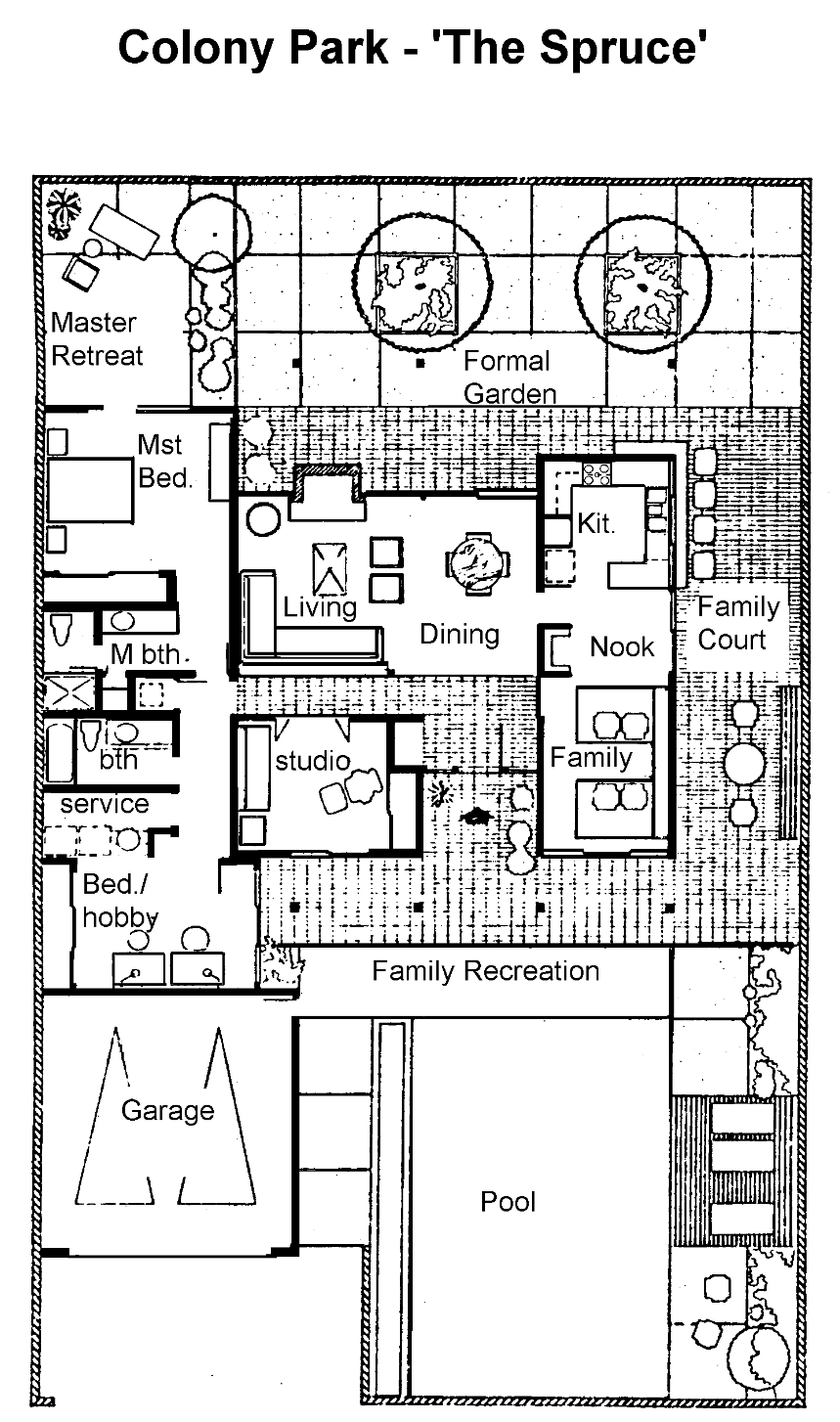 Colony Park Spruce floor plan, First Neighborhood Westlake Village: single-story, master retreat, studio, family room