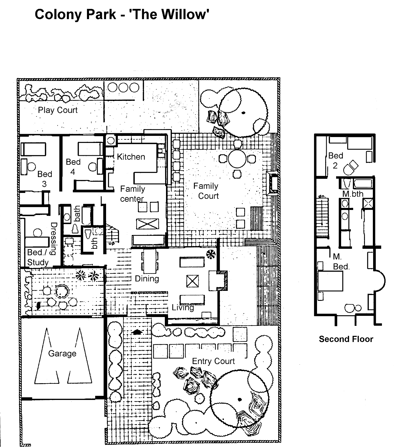 Colony Park Willow floor plan, First Neighborhood Westlake Village: two-story, 4-5 bedrooms, master suite upstairs