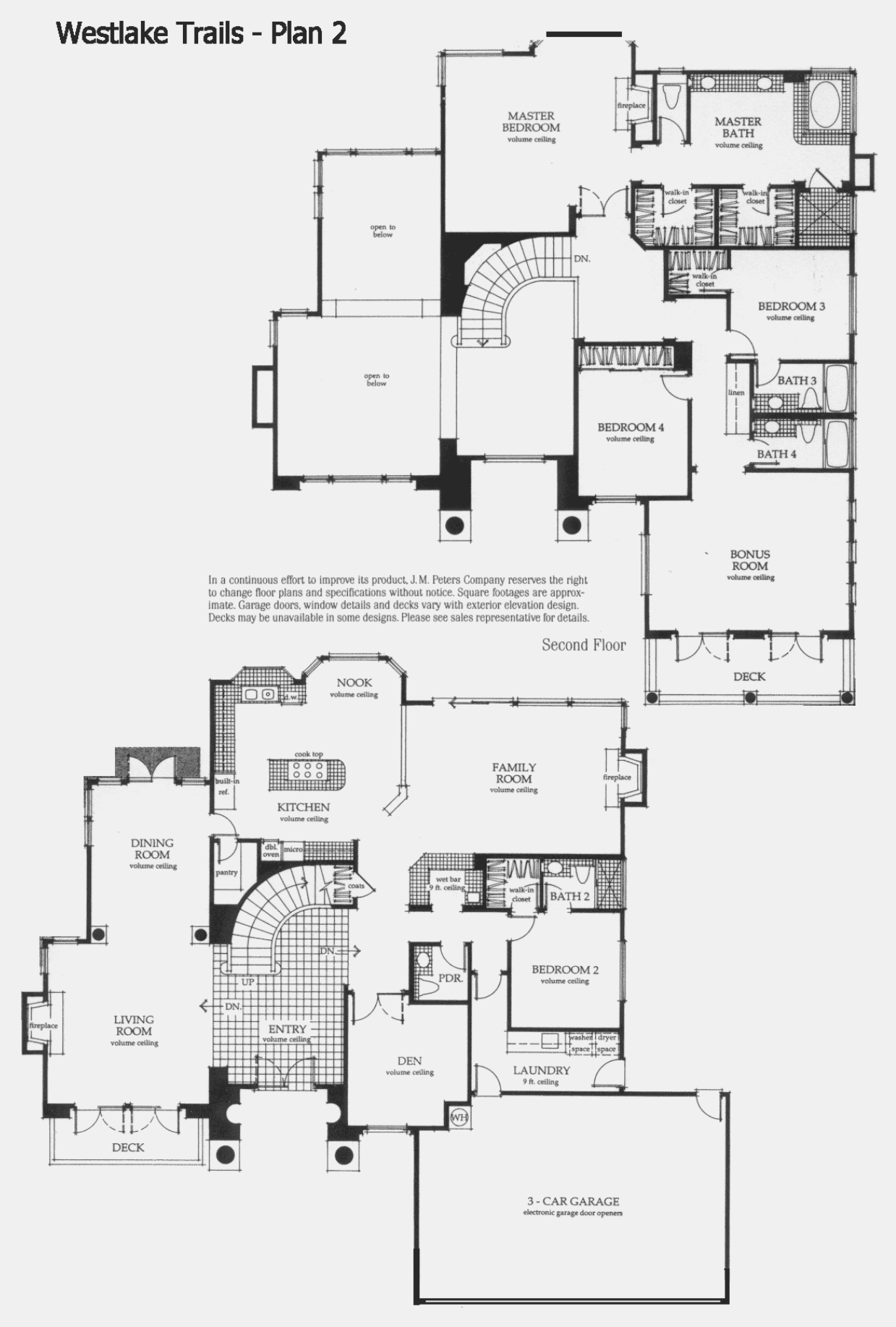 Westlake Trails Plan 2 floor plan, Westlake Village: two story, 4 bedrooms plus bonus room