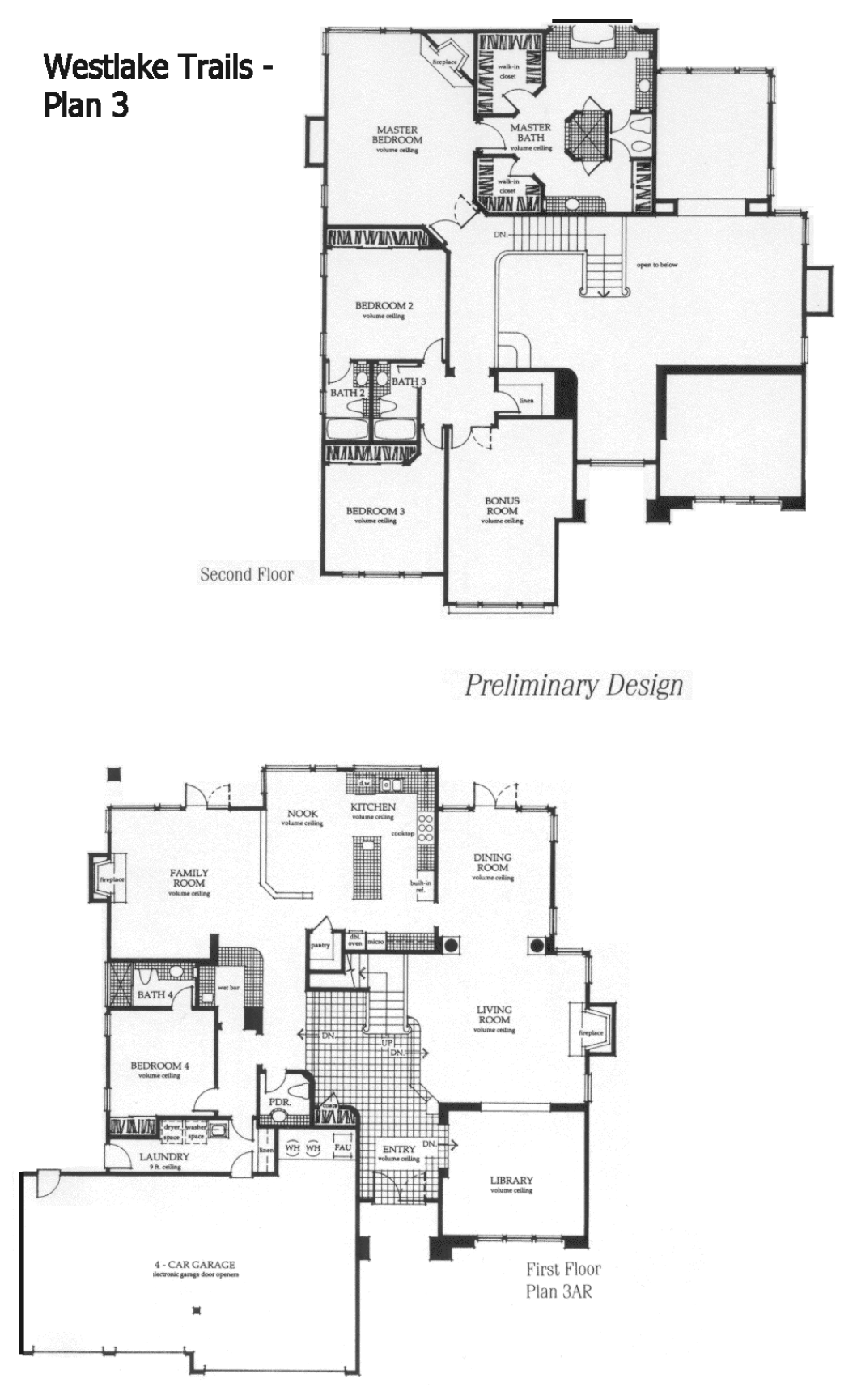 Westlake Trails Plan 3 floor plan, Westlake Village: two story, 4 bedrooms